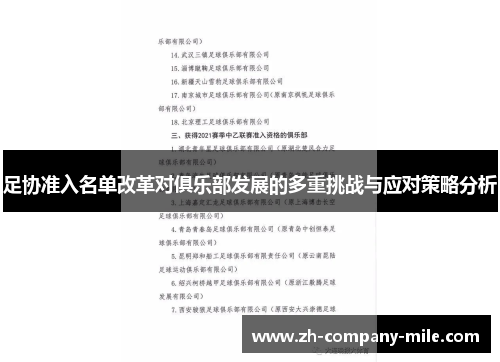足协准入名单改革对俱乐部发展的多重挑战与应对策略分析